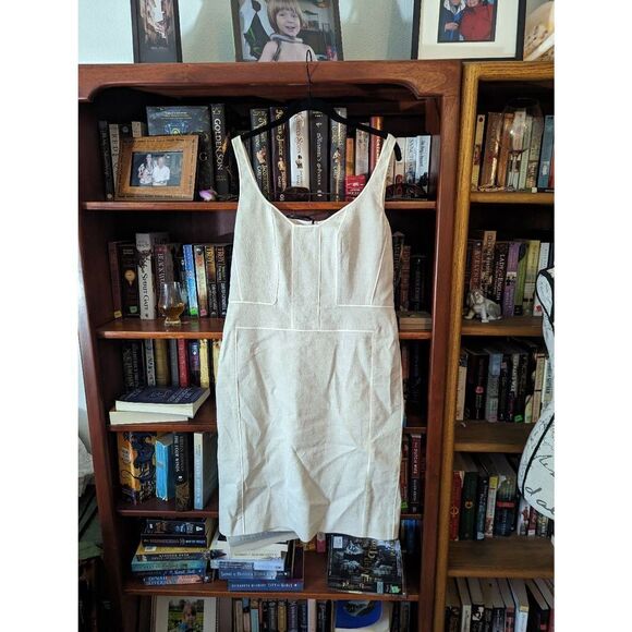 narcisco Rodriguez Italy linen blend bodycon dress sz 10 excellent condition - Picture 2 of 10